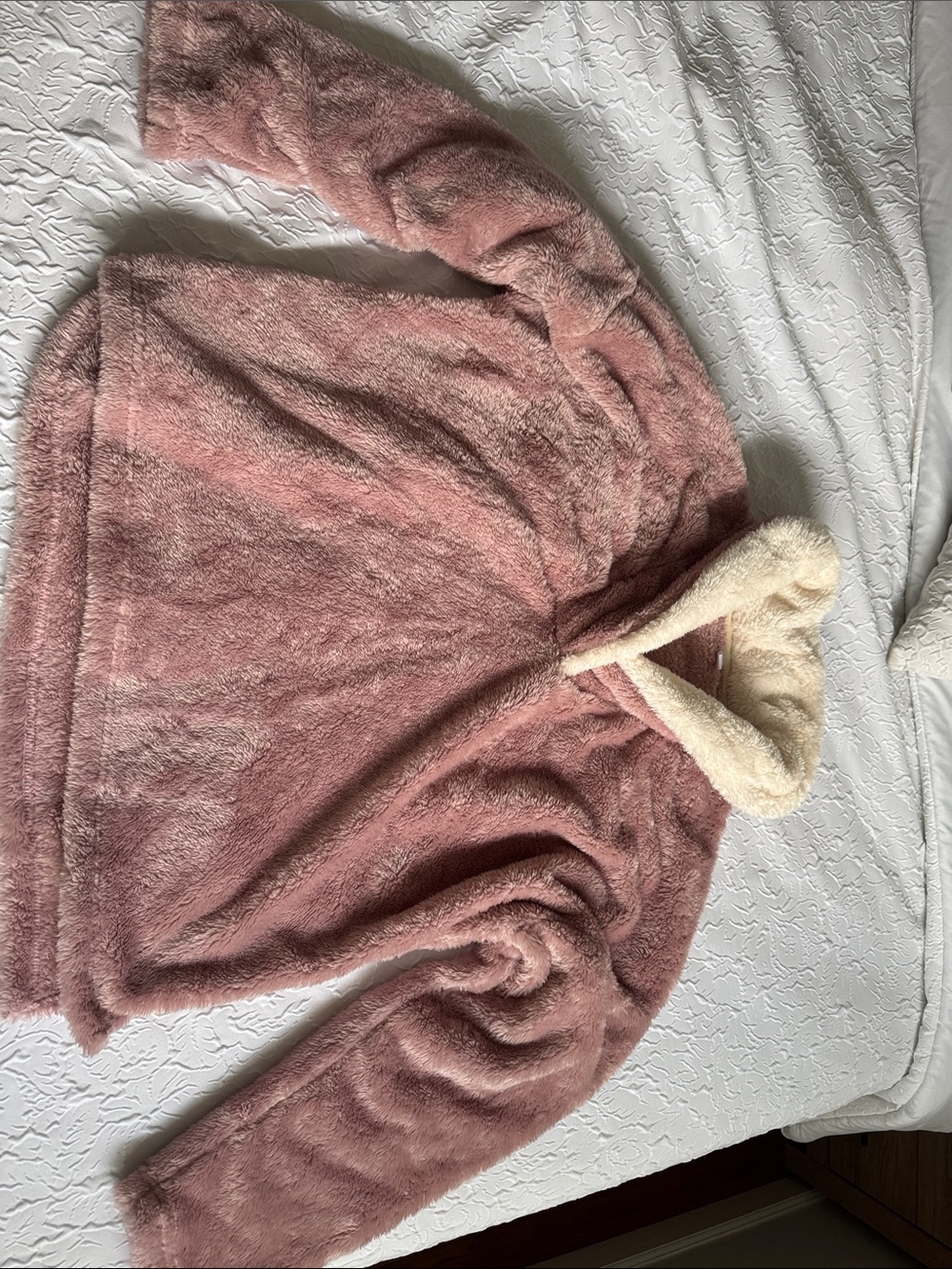 Cozy Plush Cowl Pullover Sweater and matching pants - Dusty Rose with Cream Hood